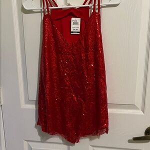 Red Sequin Strappy top